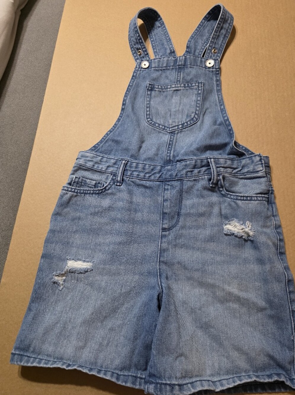 Kid's Denim Short Overalls - Light Blue